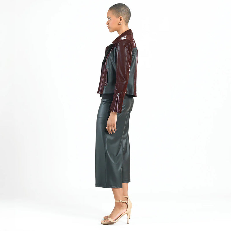 Vinyl Contrast Moto Jacket Mulberry