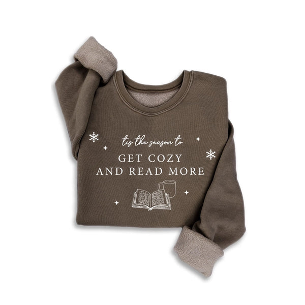 Get Cozy & Read More Mineral Graphic Sweatshirt Brown