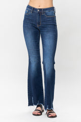 Mid Rise Non Distressed Hem Bootcut Jeans Dark