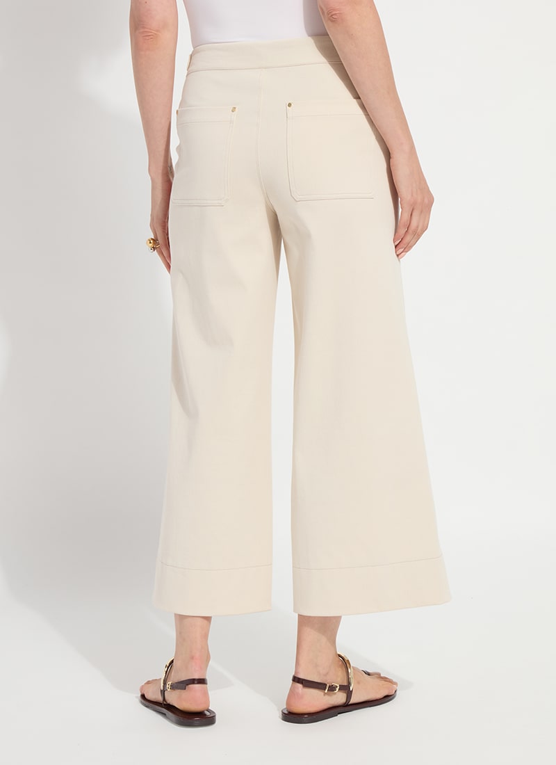 Nylah Detail Wide Leg Crop Pants Crisp Chino