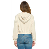 Quarter Zip Cropped Hoodie Cream