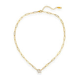Water Resistant Teardrop Baguette Stone Paperclip Necklace