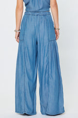 Chambray Wide Leg Palazzo Pants Chambray