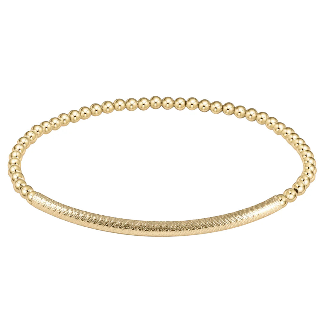 Classic 3mm Bead Bliss Bar Textured Bracelet Gold