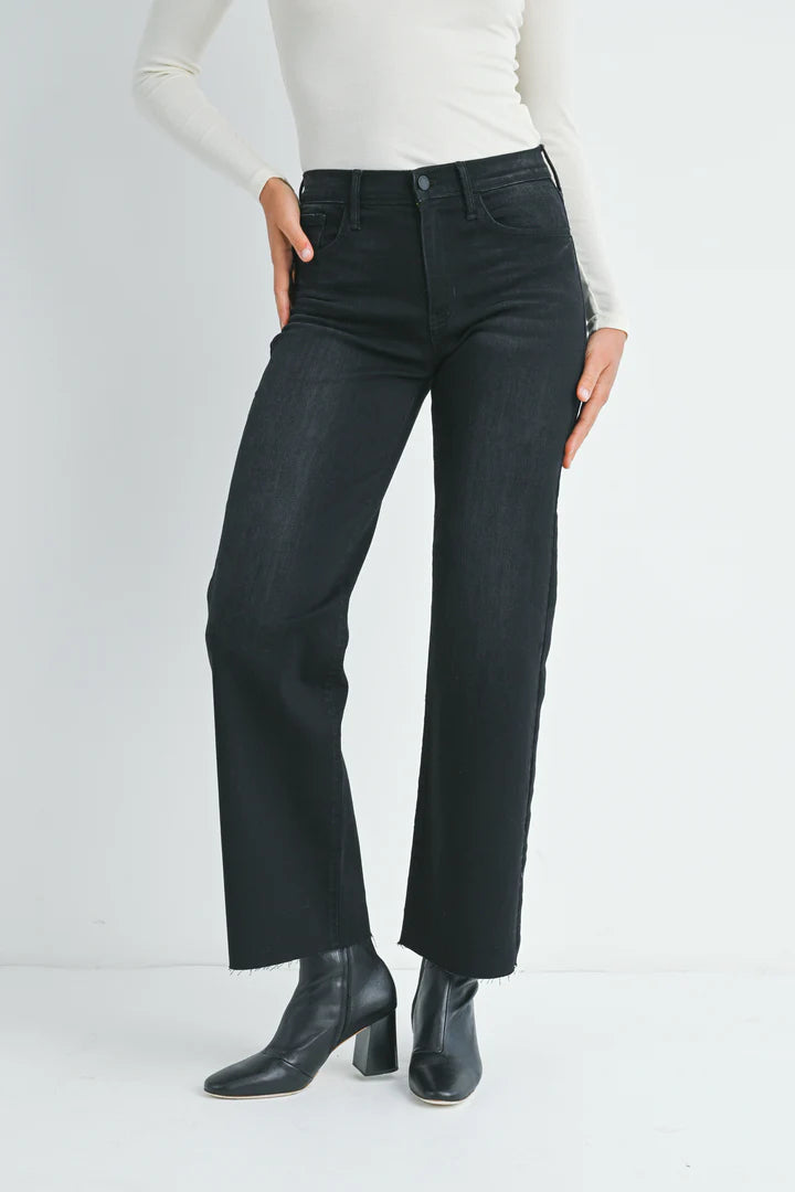 Slim Palazzo Scissor Cut Jeans Washed Black