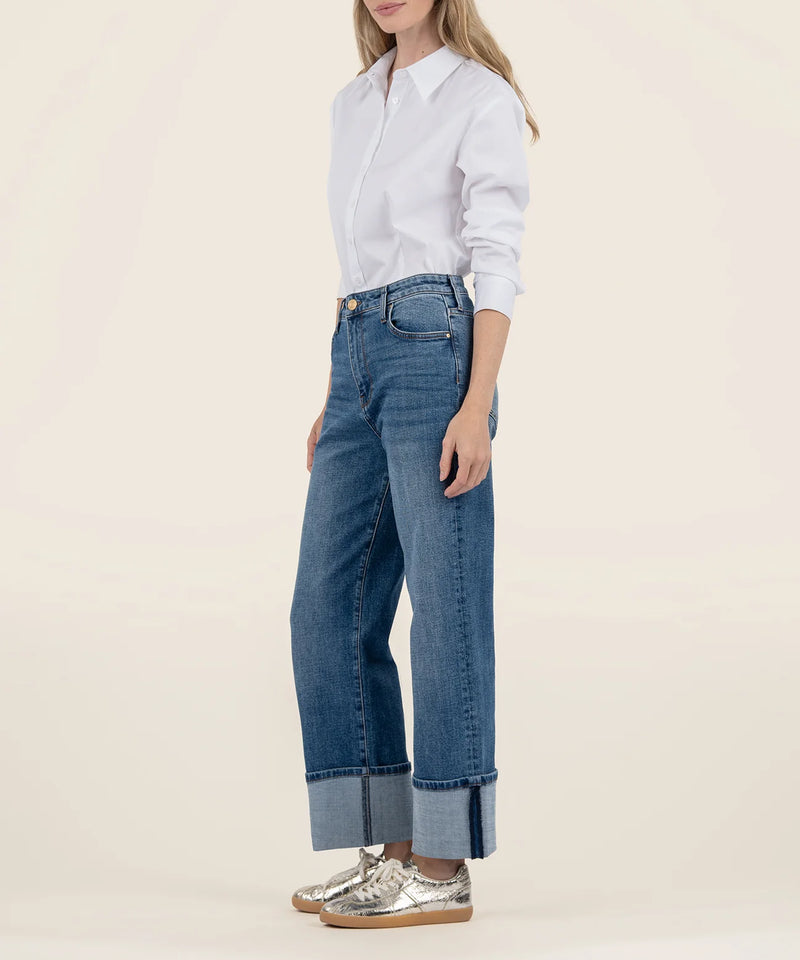 Sienna High Rise Wide Leg Roll Up Jeans Alert