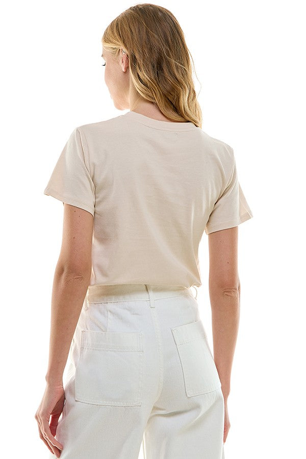 Pearl Chain Tee Beige
