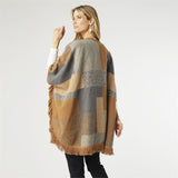Fay Colorblock Fringe Ruana