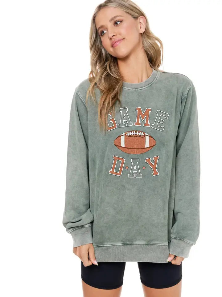 Puff Game Day Washed Sweatshirt Olive