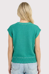Stitch Detail Sweater Tank Green