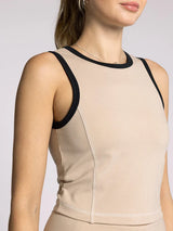 Carter Contrast Piping Cropped Tank Oak Black Rib