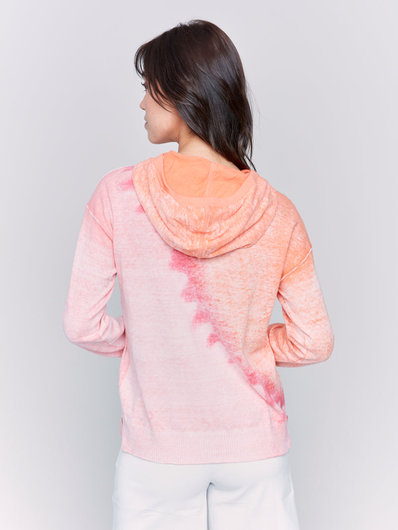 Printed Reversible Hooded Sweater Papaya