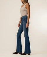 Natalie Mid Rise Patch Pocket Clean Hem Flare Jeans Champ