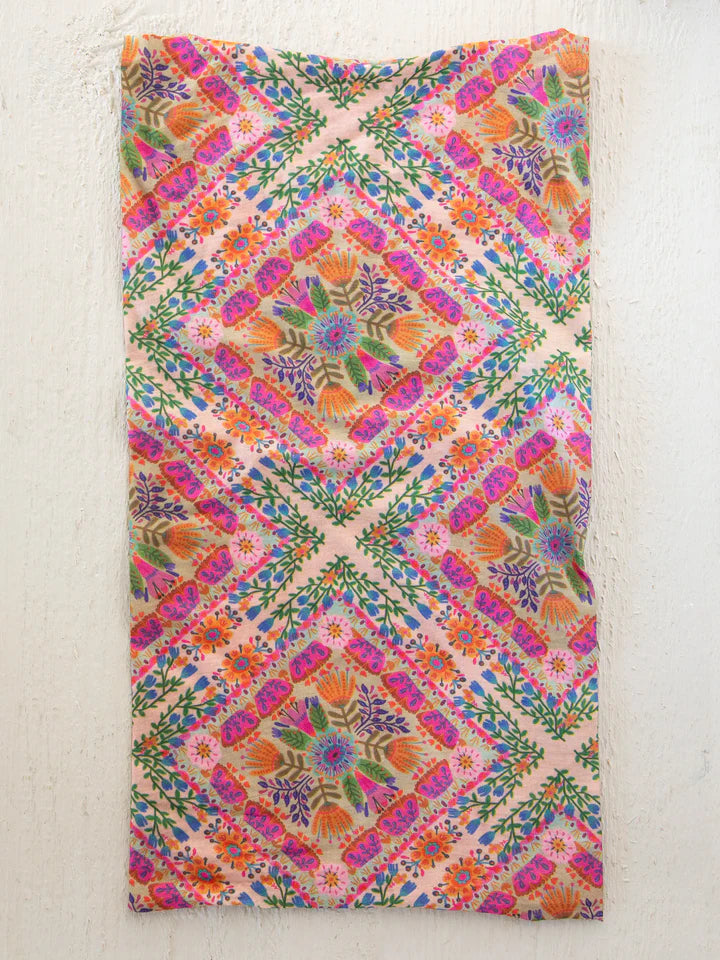 Full Boho Bandeau Pink Floral Diamonds