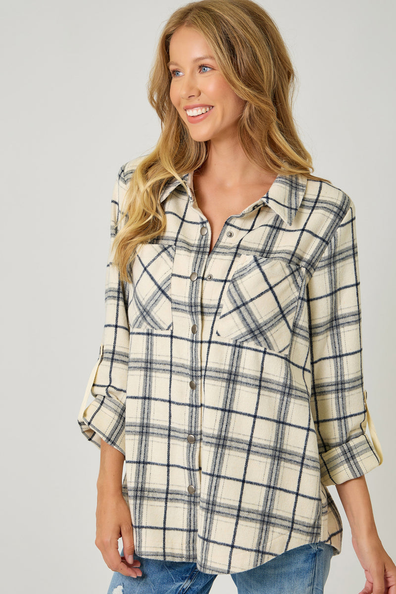 Plaid Shirt Jacket Ivory