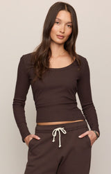 Greyson Scoop Long Sleeve Tee Cocoa Bean