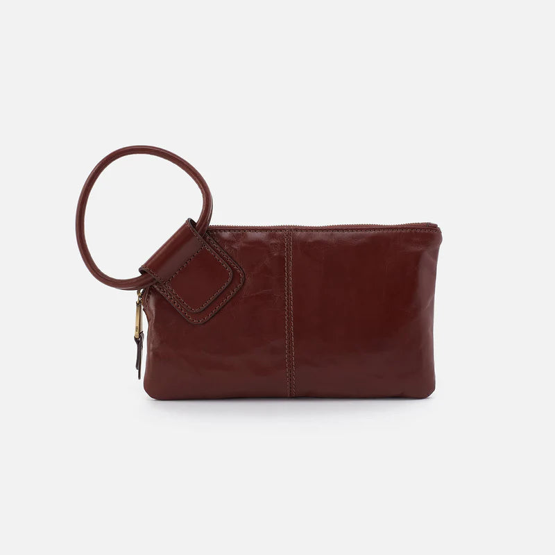 Sable Polished Leather Clutch Chocolate