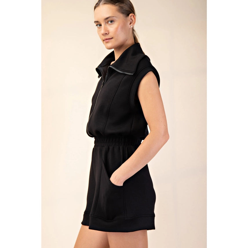 Modal Scuba Luxe Sleeveless Romper Black