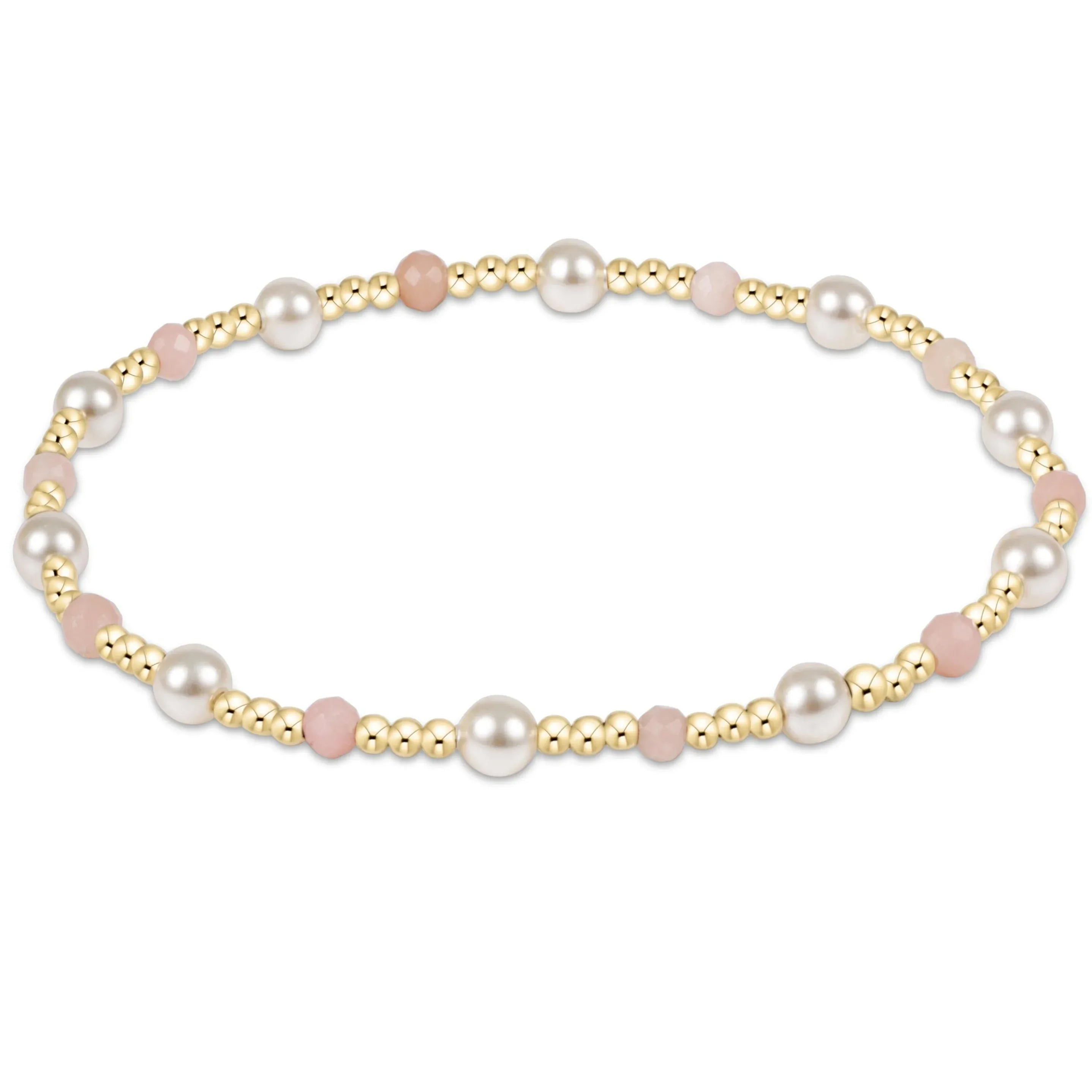 Pearl Sincerity Pattern 4mm Bead Bracelet Pink Opal