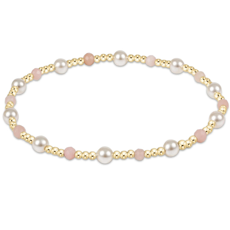 Pearl Sincerity Pattern 4mm Bead Bracelet Pink Opal