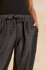 Washed Drawstring Pants Black Wash
