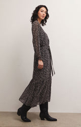 Della Floral Midi Dress Black