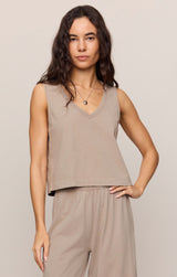 Sloane V Neck Top Stone Grey