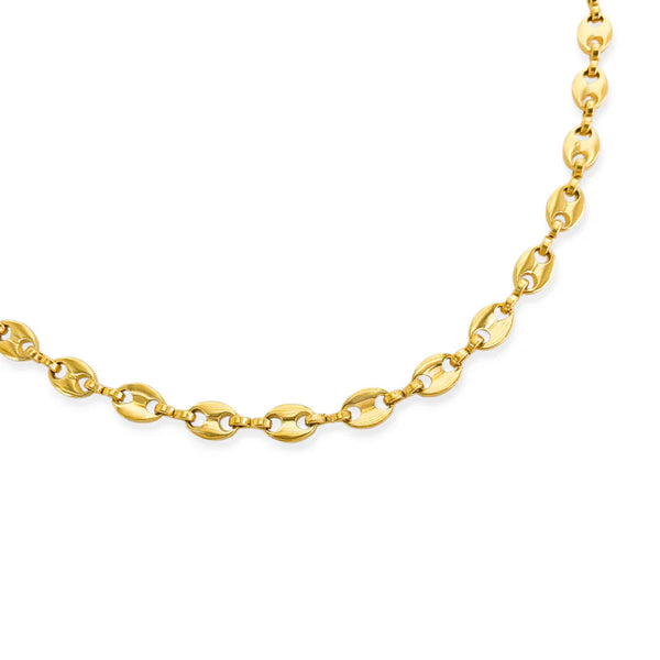 Water Resistant 18k Gold Puffed Link Necklace