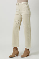 Washed Corduroy Wide Leg Trouser Almond
