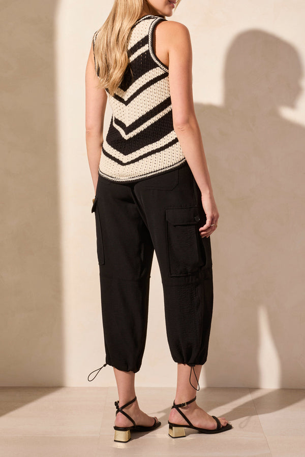 Curved Stripes Racer Back Sweater Tank