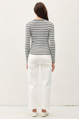 Classic Fit Striped Sweater Heather Grey