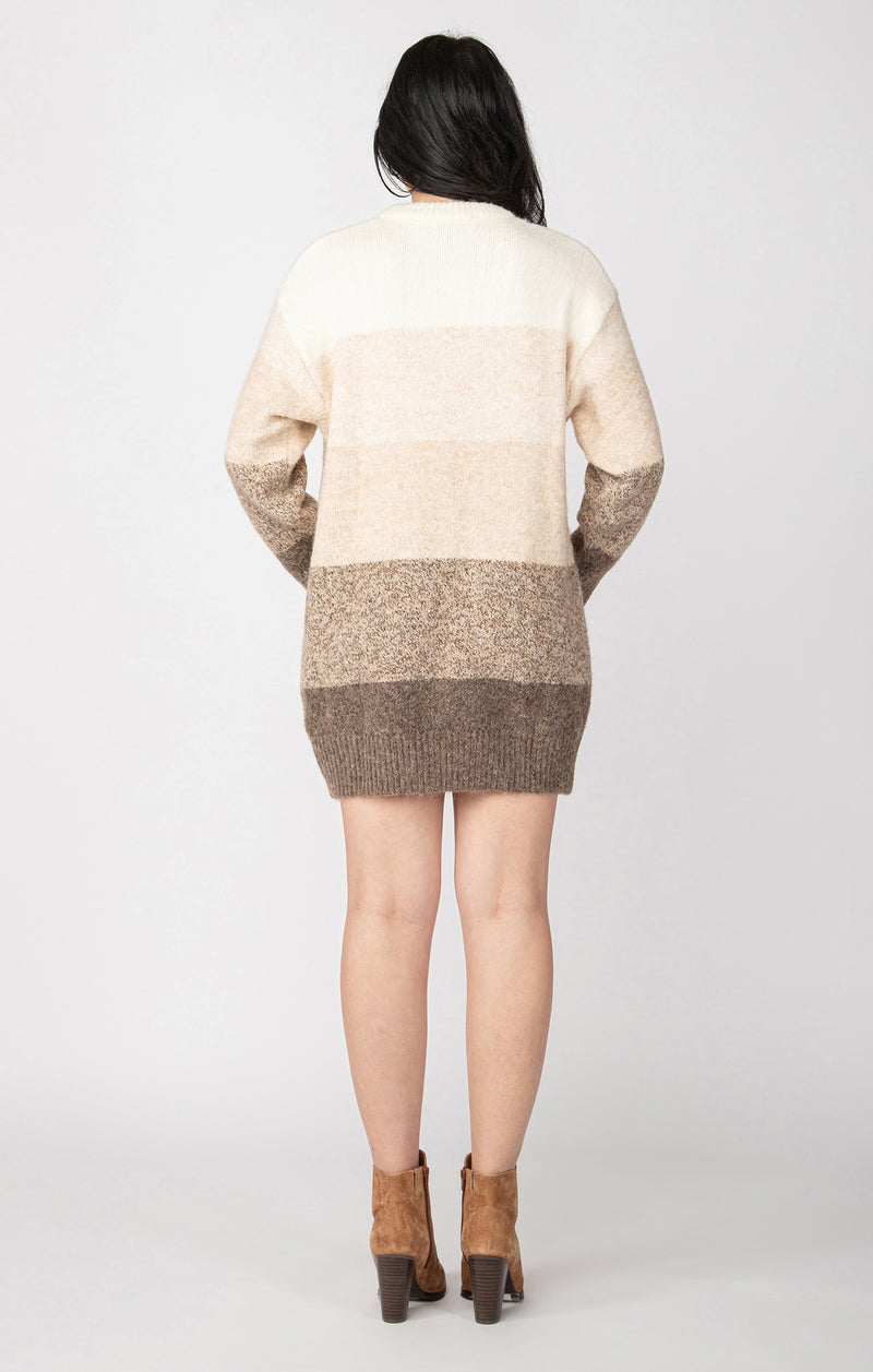 Color Block Sweater Dress Neutral