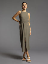 Sandra Seamed Ribbed Dress Smokey Olive
