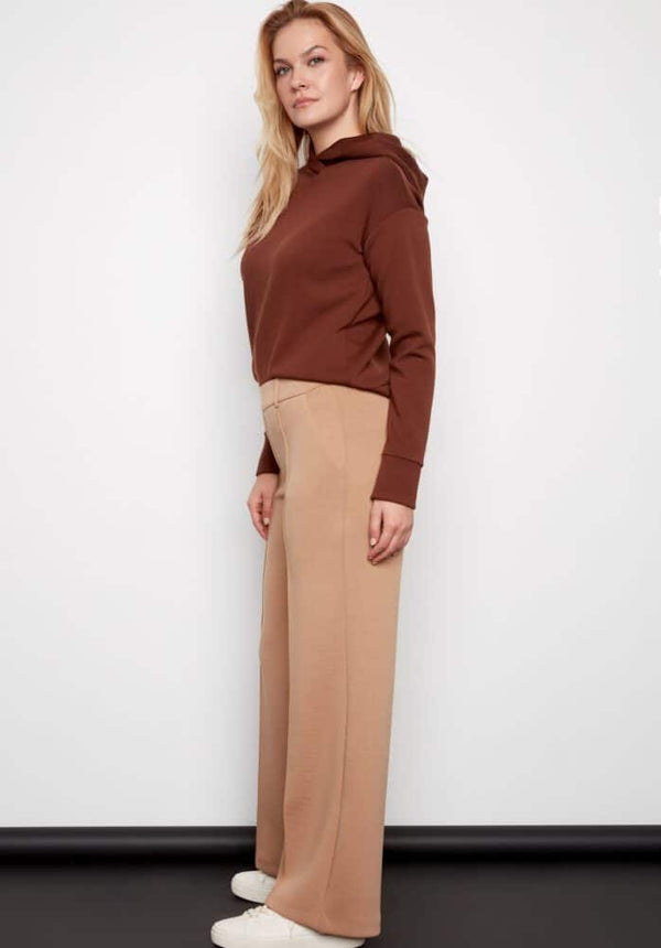 Alice Pintuck Wide Leg Scuba Pants Latte