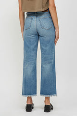 Ella High Rise Wide Straight Leg Destructed Jeans Medium