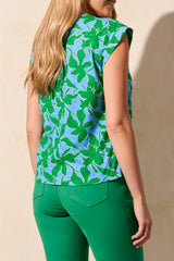 Vneck Ruched Center Short Sleeve Shirt Deep Sea