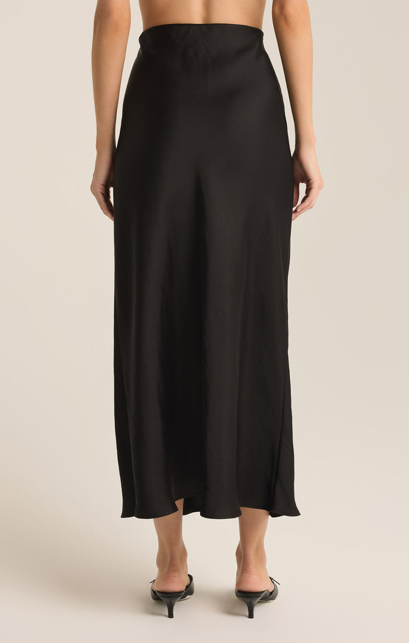 Europa Silky Sheen Midi Skirt Black