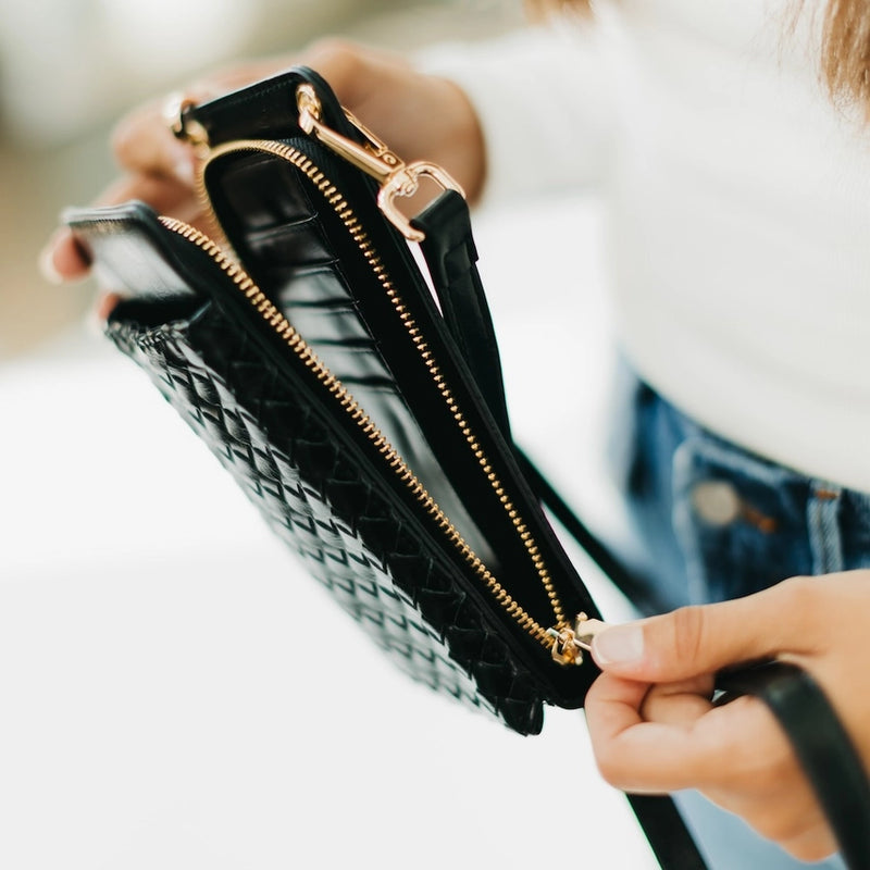 Woven Double Duty Phone Bag Black