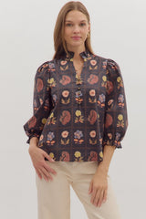 Vintage Box Floral Print Black