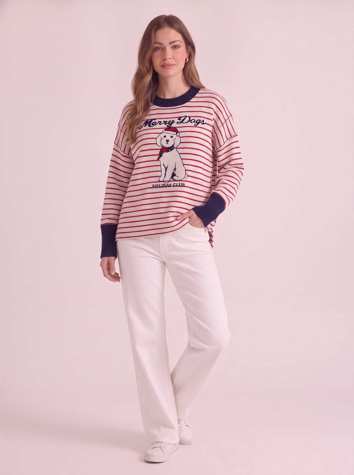 Merry Dog Graphic Stripe Sweater