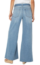 High Rise Belted Super Stride Wide Leg Jeans Scenic Trail