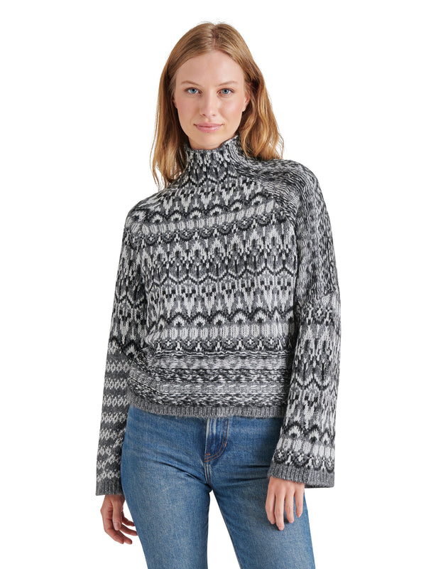 Indie Printed Turtleneck Sweater Charcoal Grey