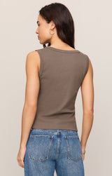 Ellie V Neck Tank Pebble Coast