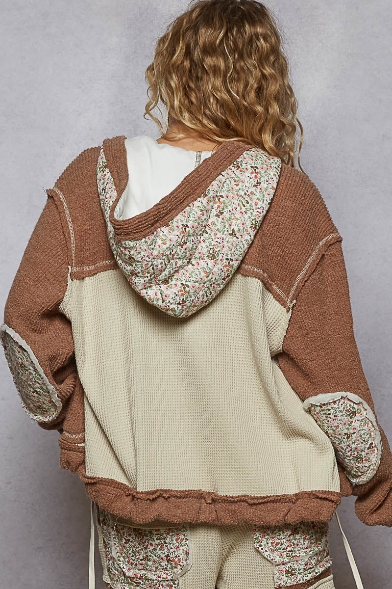 Thermal Quilted Floral Pattern Oat Choco
