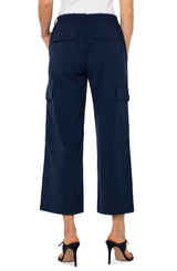 Hi Rise Cargo Crop Straight Pants Dark Navy