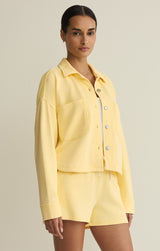 All Day Cropped French Terry Knit Jacket Lemon Citrus