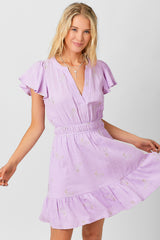 Embroidery Double Gauze Dress Lavender Pink
