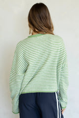 Mini Stripe Piper Cardigan Matcha