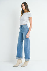 Cuffed Palazzo Jeans Medium Denim
