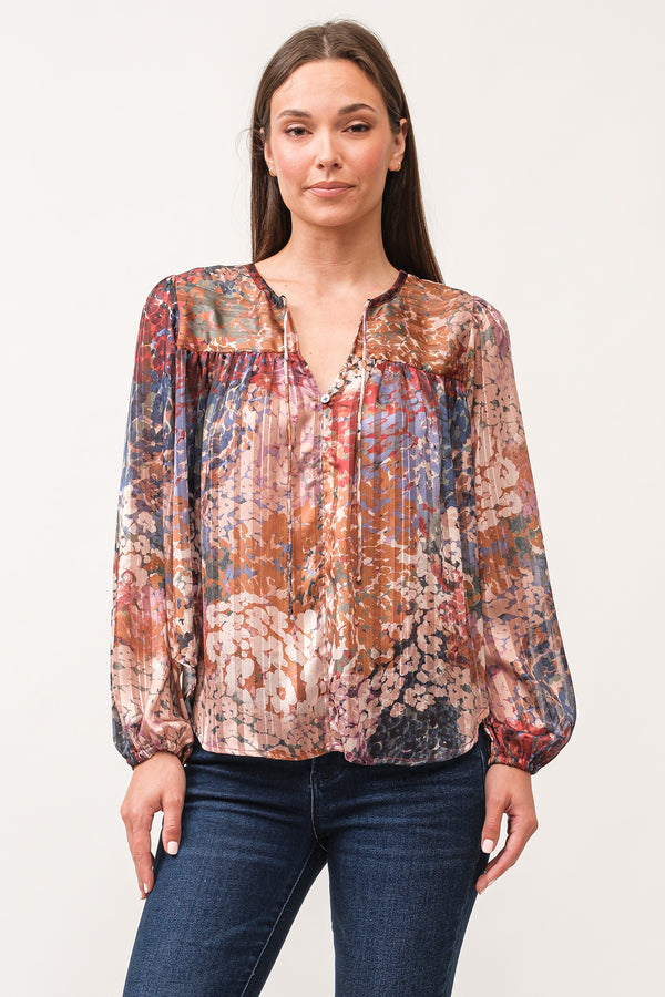 Alessia Pleat Detail Printed Blouse Tinsel Garden